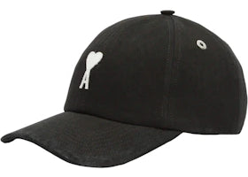 Ami Paris Black Cotton Ami De Coeur Felt Patch Cap Black - vue 360