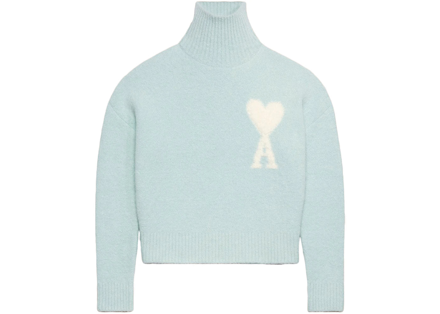 Ami Paris Cloudy Wool Ami De Coeur Sweater Aquamarine/Ivory