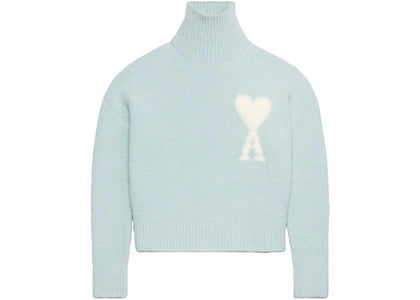 Ami Paris Cloudy Wool Ami De Coeur Sweater Aquamarine/Ivory
