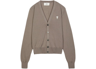 Ami Paris Logo Cardigan Beige