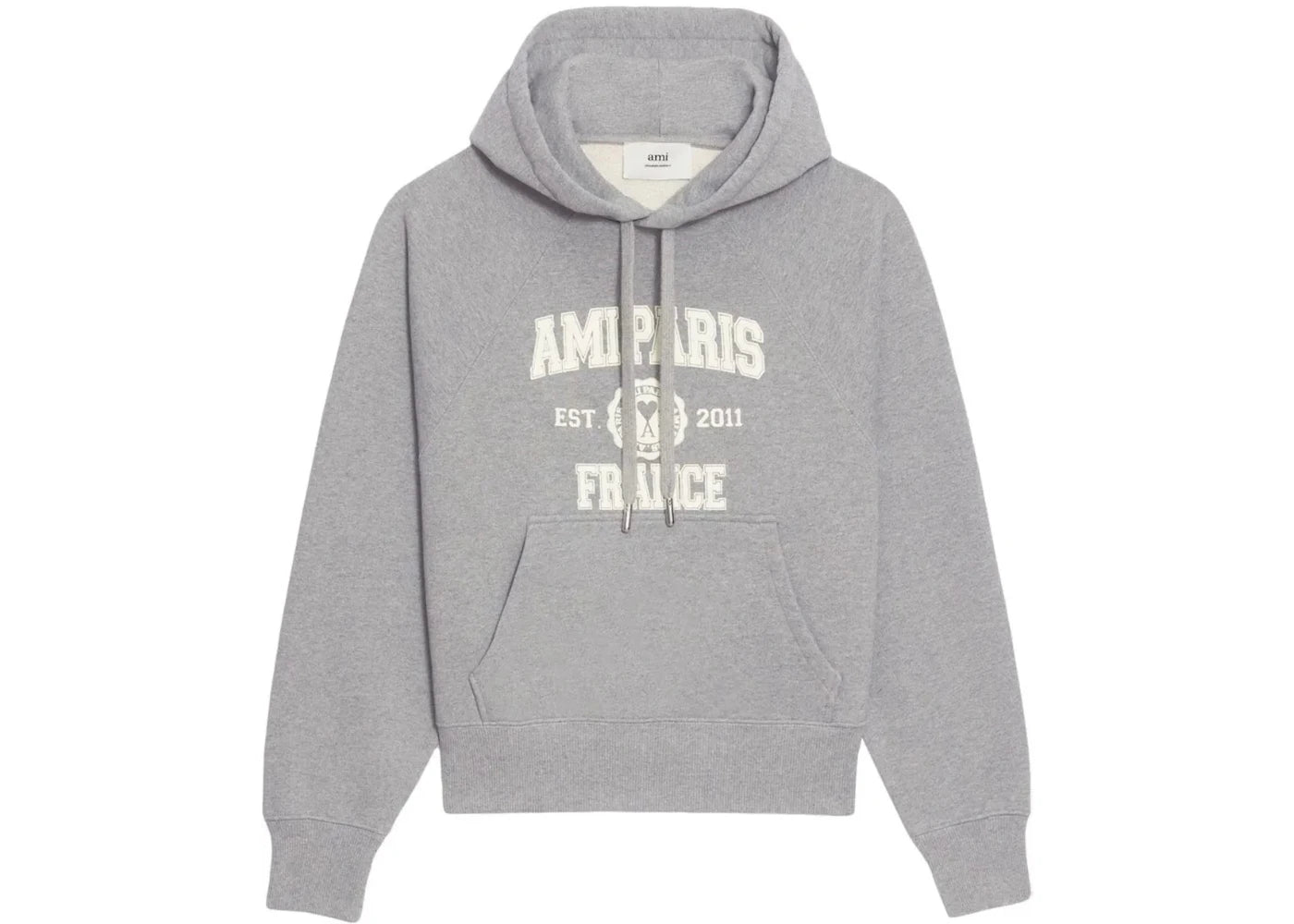 Ami Paris Logo Hoodie Grey