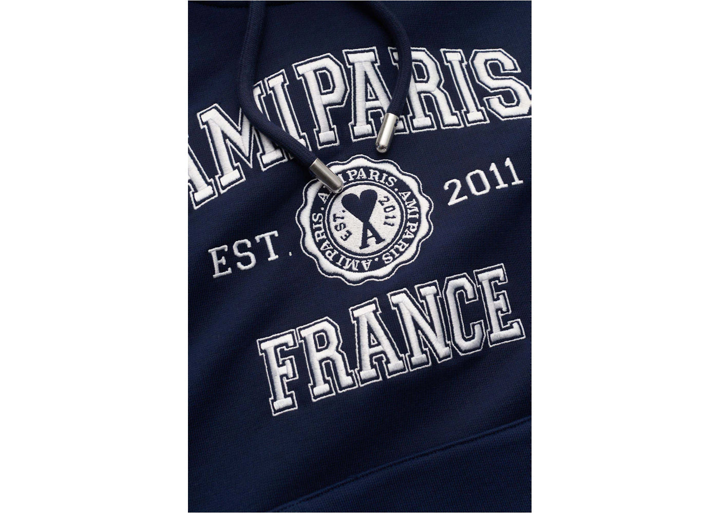 Ami Paris Logo Hoodie Marine Blue - vue secondaire A