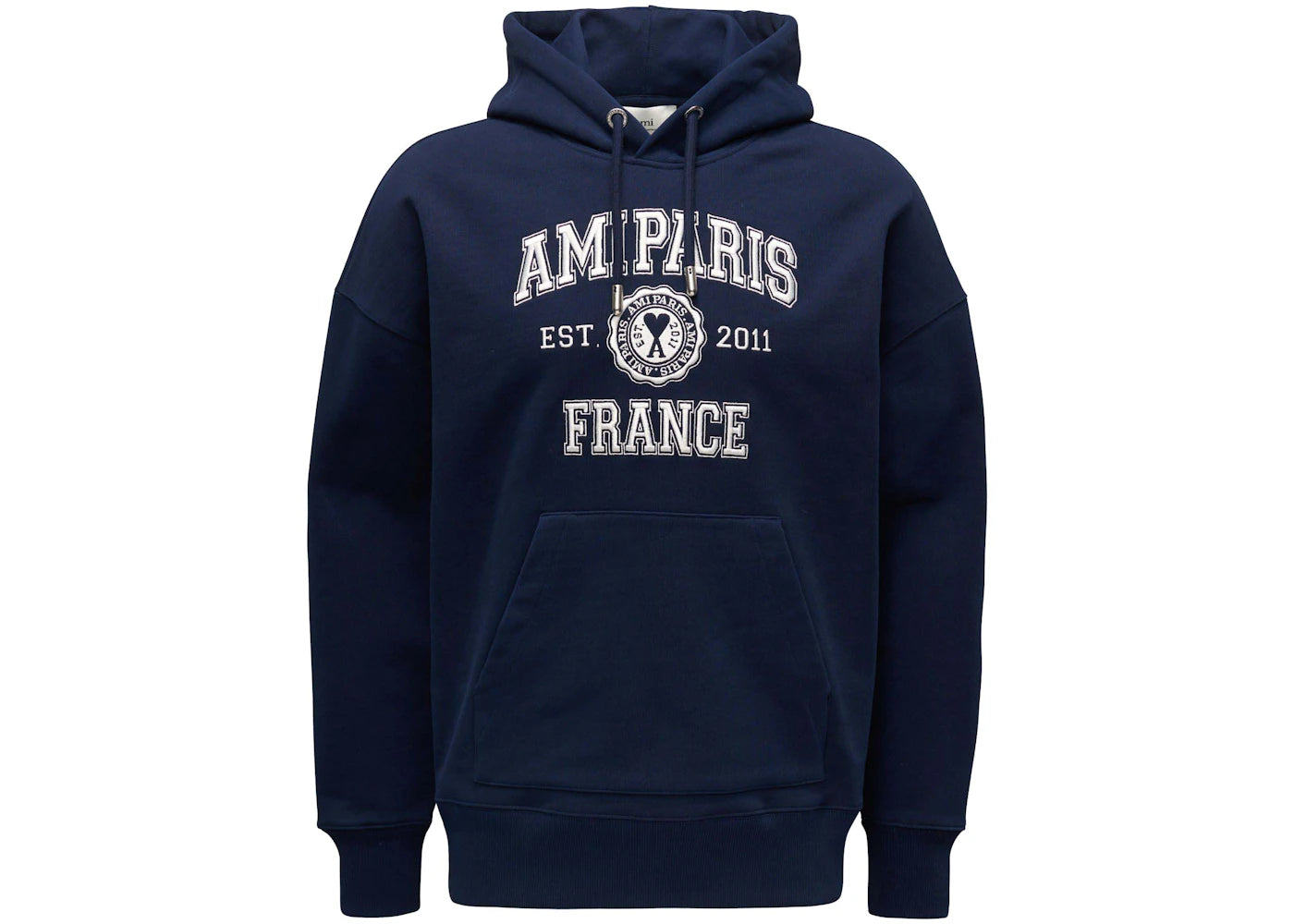 Ami Paris Logo Hoodie Marine Blue - vue 360