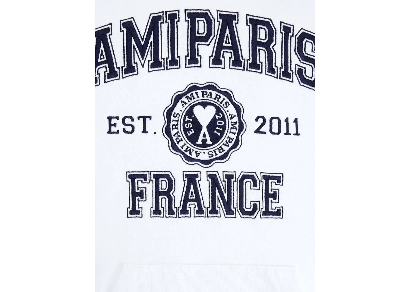 Ami Paris Logo Hoodie Weiß - vue secondaire A