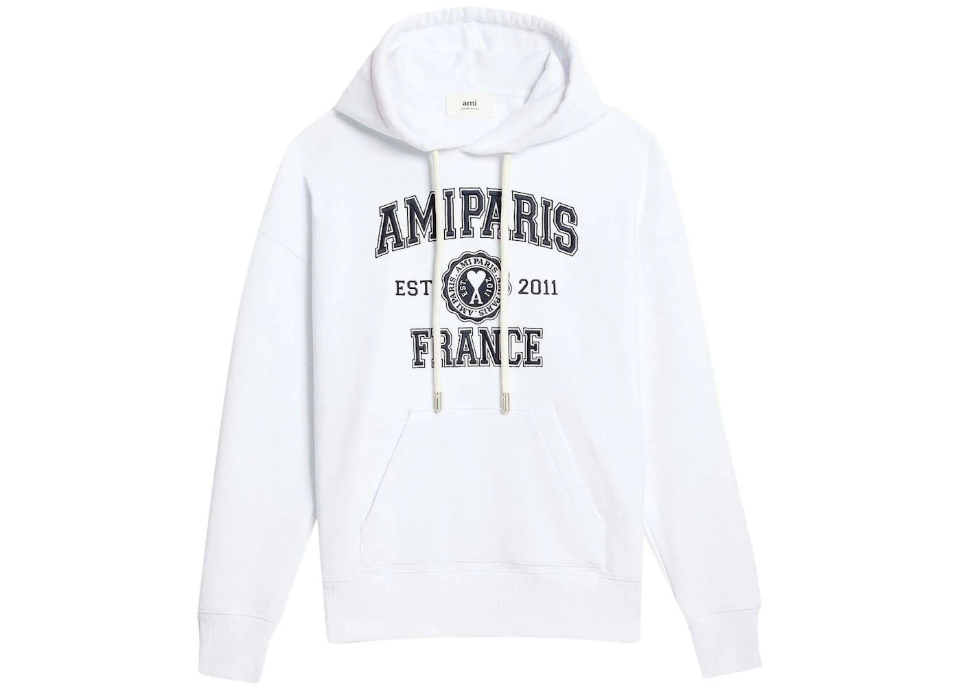 Ami Paris Logo Hoodie White