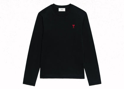Ami Paris Long Sleeve Ami De Coeur T-Shirt Black - apparel view 2