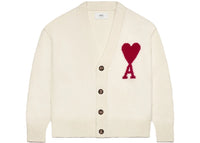 Ami Paris Red Ami De Coeur Cardigan Off-White/Red