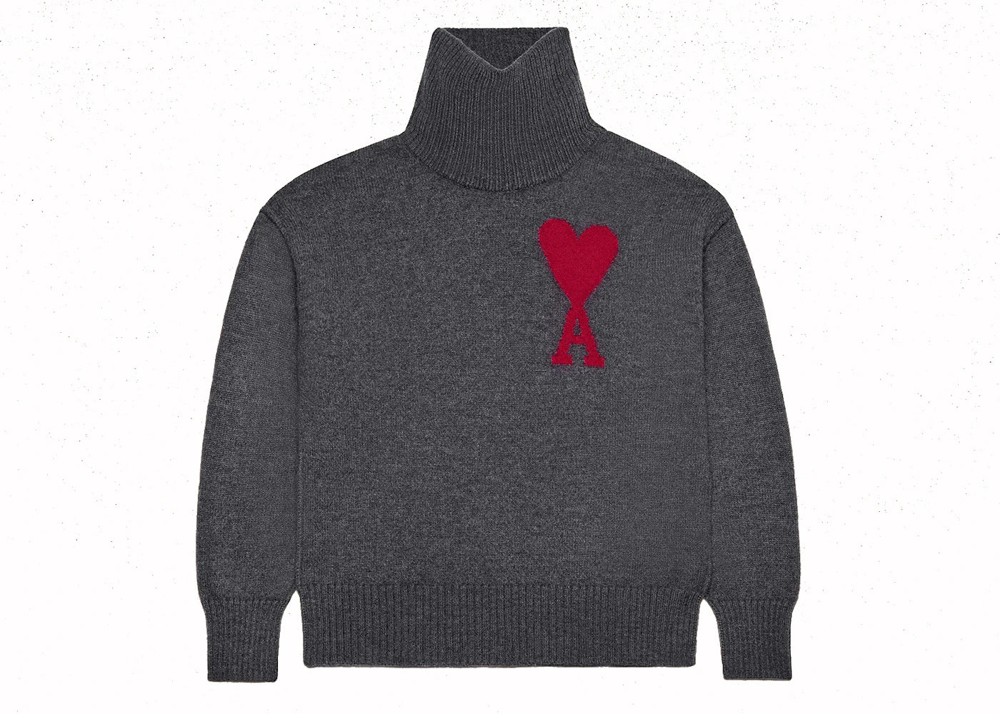 Ami Paris Red Ami De Coeur Sweater Heather Grey/Red
