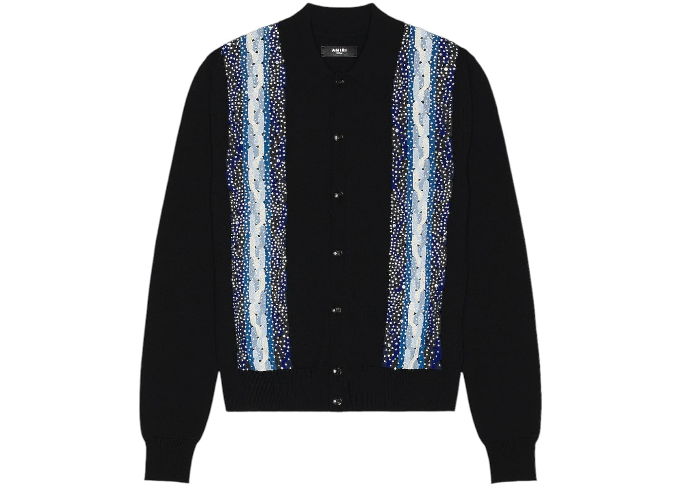 AMIRI Crystal Cable Knit Polo Black/Blue - vue secondaire A