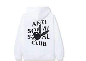 Anti Social Social Club Playboy Bunny Logo Hoodie White - vue 360