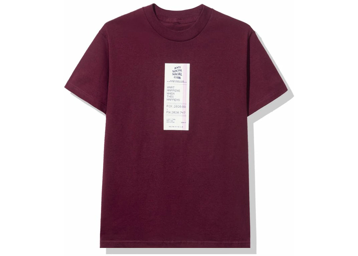 Anti Social Social Club Read Receipts Tee Maroon - vue secondaire A