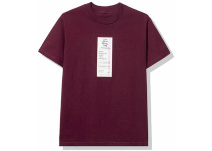 Anti Social Social Club Read Receipts Tee Maroon - product view 2