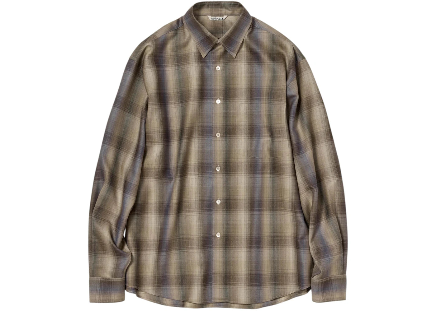 Auralee Super Light Wool Check Shirt Shirt Brown/Blue/Check - vue secondaire A