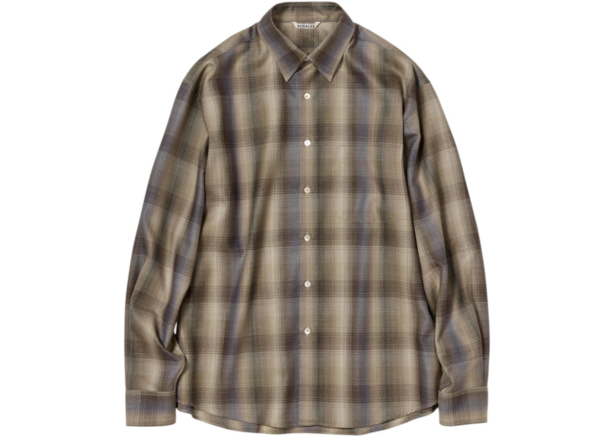Auralee Super Light Wool Check Shirt Shirt Brown/Blue/Check - vue 360