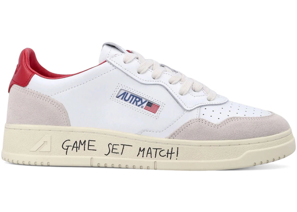 Autry Medalist Leather Low Game Set Match! White Red - vue secondaire A