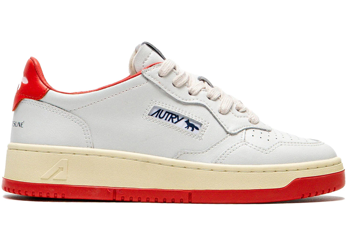 Autry Medalist Leather Low Maison Kitsuné White Red (Women's) - vue secondaire A