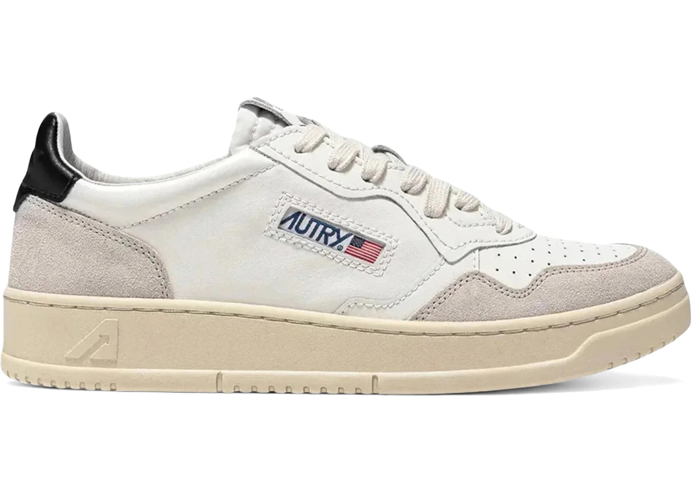 Autry Medalist Leather Low White Black Beige (Women's) - vue 360