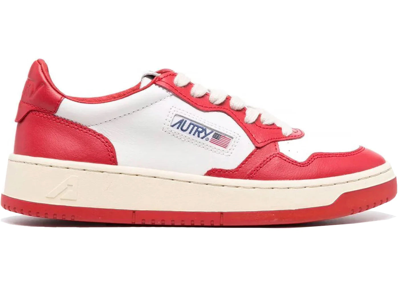 Autry Medalist Leather Low White Red (Women's) - vue 360