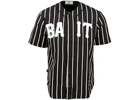BAIT Sluggers Pinstripe Baseball Jersey Black/White