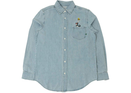 BAIT x Looney Tunes Denim Embroidery Shirt Blue - authentic BAIT apparel
