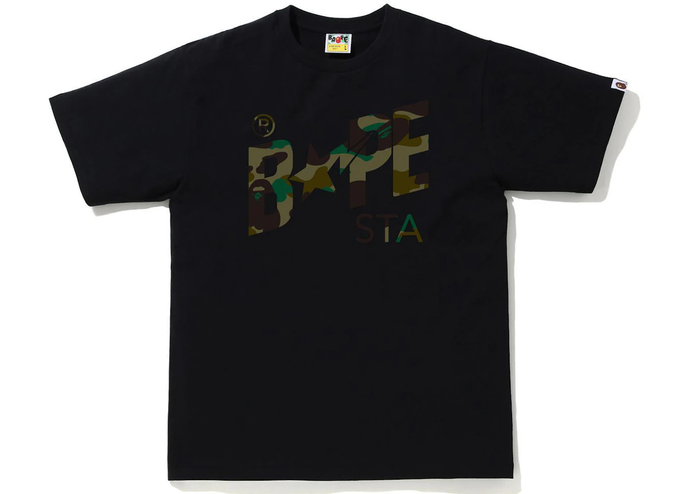 BAPE 1st Camo Bapesta Logo Tee Black/Green - vue secondaire A