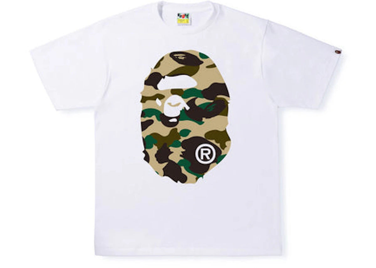 BAPE 1st Camo Big Ape Head Tee White/Yellow - vue 360