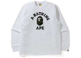 BAPE 1st Camo College L/S Tee (SS21) White/Green - authentic BAPE product
