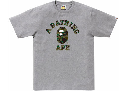BAPE 1st Camo College Tee (SS24) Grey/Green - authentic BAPE product