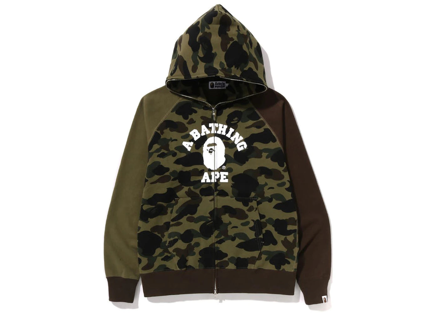 BAPE 1st Camo Crazy College Full Zip Hoodie (SS23) Green - vue secondaire A
