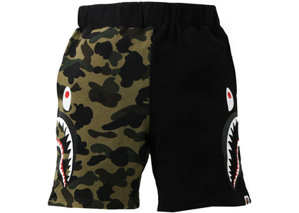 BAPE 1st Camo Half Side Shark Sweat Shorts Green - apparel view 2