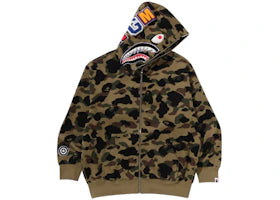 BAPE 1st Camo Jacquard Shark Relaxed Fit Full Zip Hoodie Green