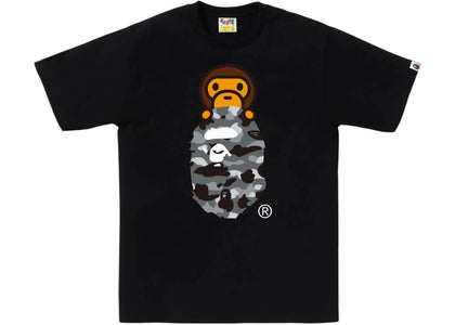 BAPE 1st Camo Milo On Ape Head Tee Tee Black/Grey - authentic BAPE product