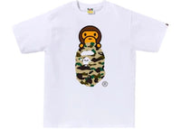 BAPE 1st Camo Milo On Ape Head Tee Tee White/Yellow
