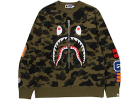 BAPE 1st Camo Shark Crewneck Sweatshirt Green