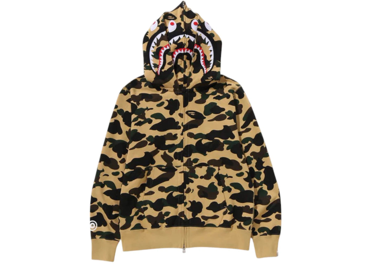 BAPE 1st Camo Shark Full Zip Double Hoodie (SS25) Yellow - vue secondaire B