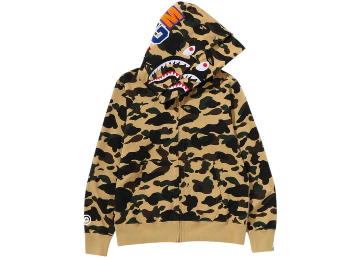 BAPE 1st Camo Shark Full Zip Double Hoodie (SS25) Yellow - vue secondaire A