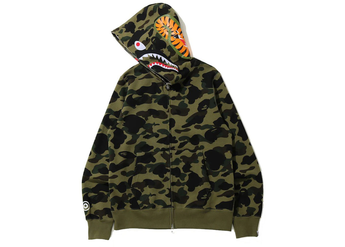 BAPE 1st Camo Shark Full Zip Hoodie (FW21) Green - vue secondaire B