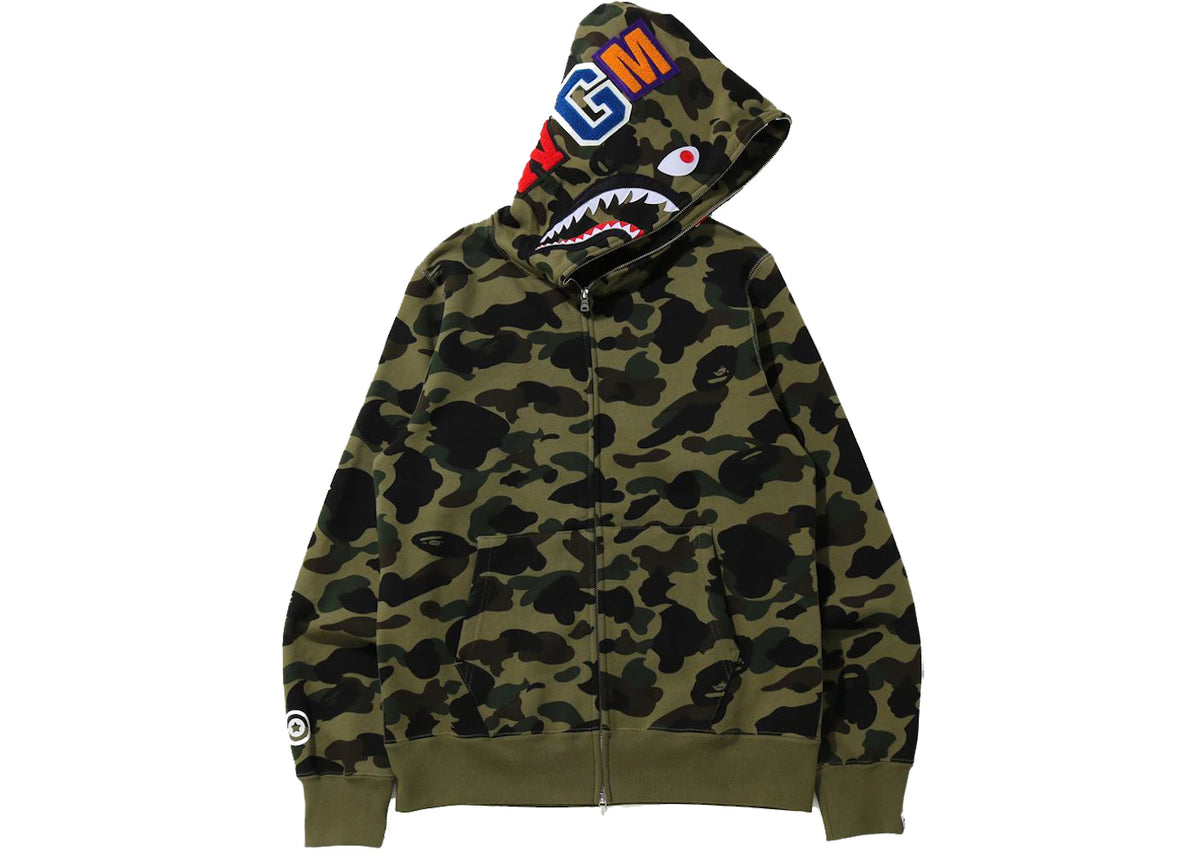 BAPE 1st Camo Shark Full Zip Hoodie (FW21) Green - vue secondaire A