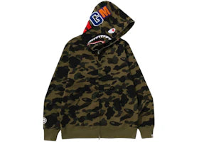 BAPE 1st Camo Shark Full Zip Hoodie (FW25) Green - vue 360