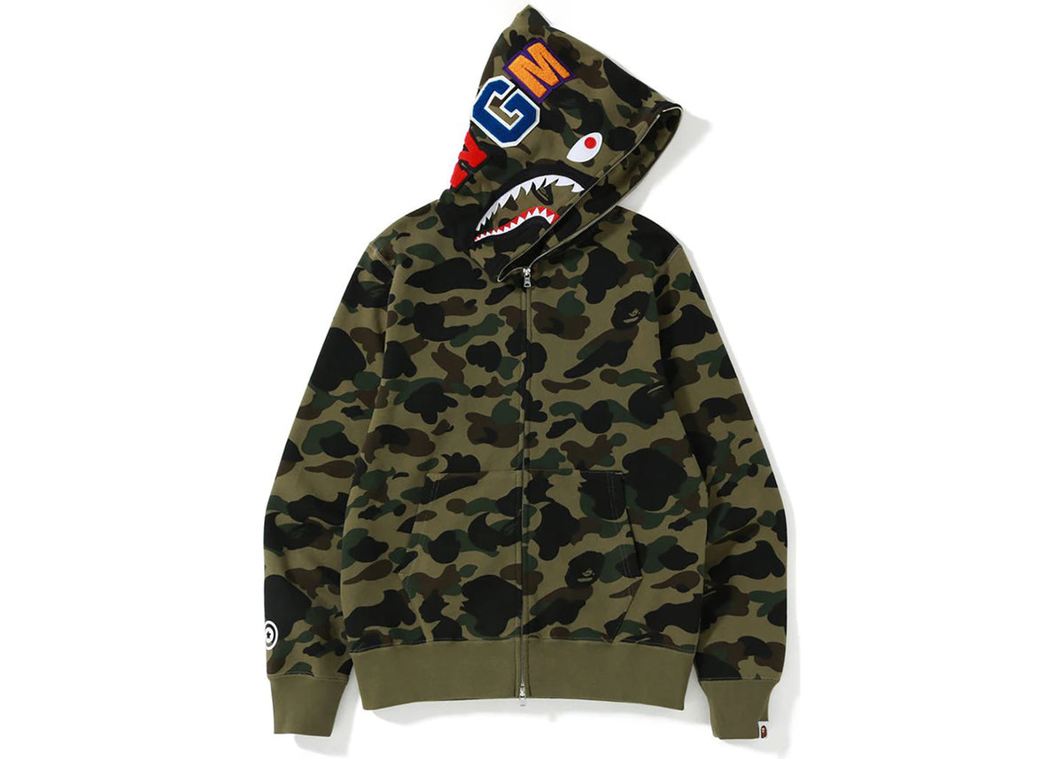 BAPE 1st Camo Shark Full Zip Hoodie Hoodie (FW22) Green - vue 360