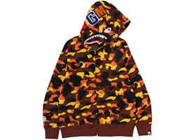 BAPE 1st Camo Shark Full Zip Hoodie Orange - authentic BAPE apparel