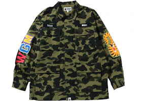 BAPE 1st Camo Shark Relaxed Fit Military Shirt Green