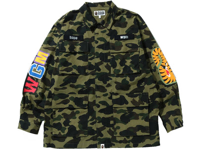BAPE 1st Camo Shark Relaxed Fit Military Shirt Green - apparel view 2