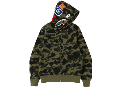 BAPE 1st Camo Shark WGM Full Zip Hoodie Green - apparel view 2
