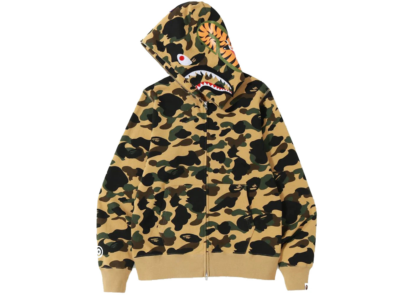BAPE 1st Camo Shark WGM Full Zip Hoodie Yellow - vue secondaire B