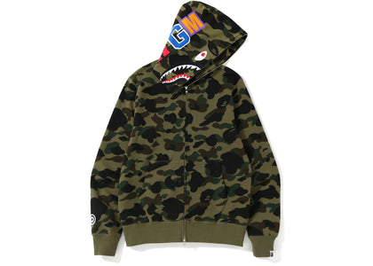 BAPE 1st Camo Shark Zip Hoodie Army Green (Screen Printed WGM) - apparel view 2