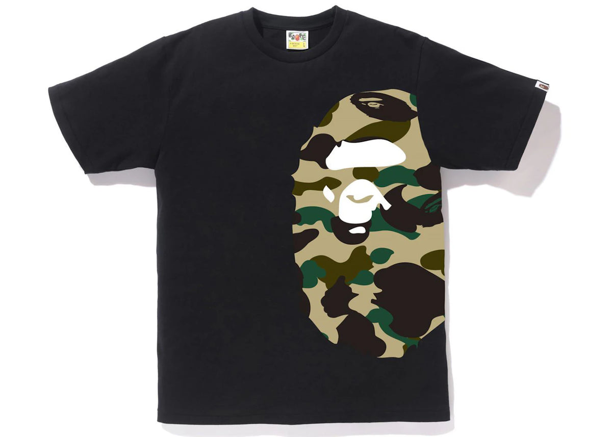 BAPE 1st Camo Side Big Ape Head Tee Black/Yellow - vue secondaire A