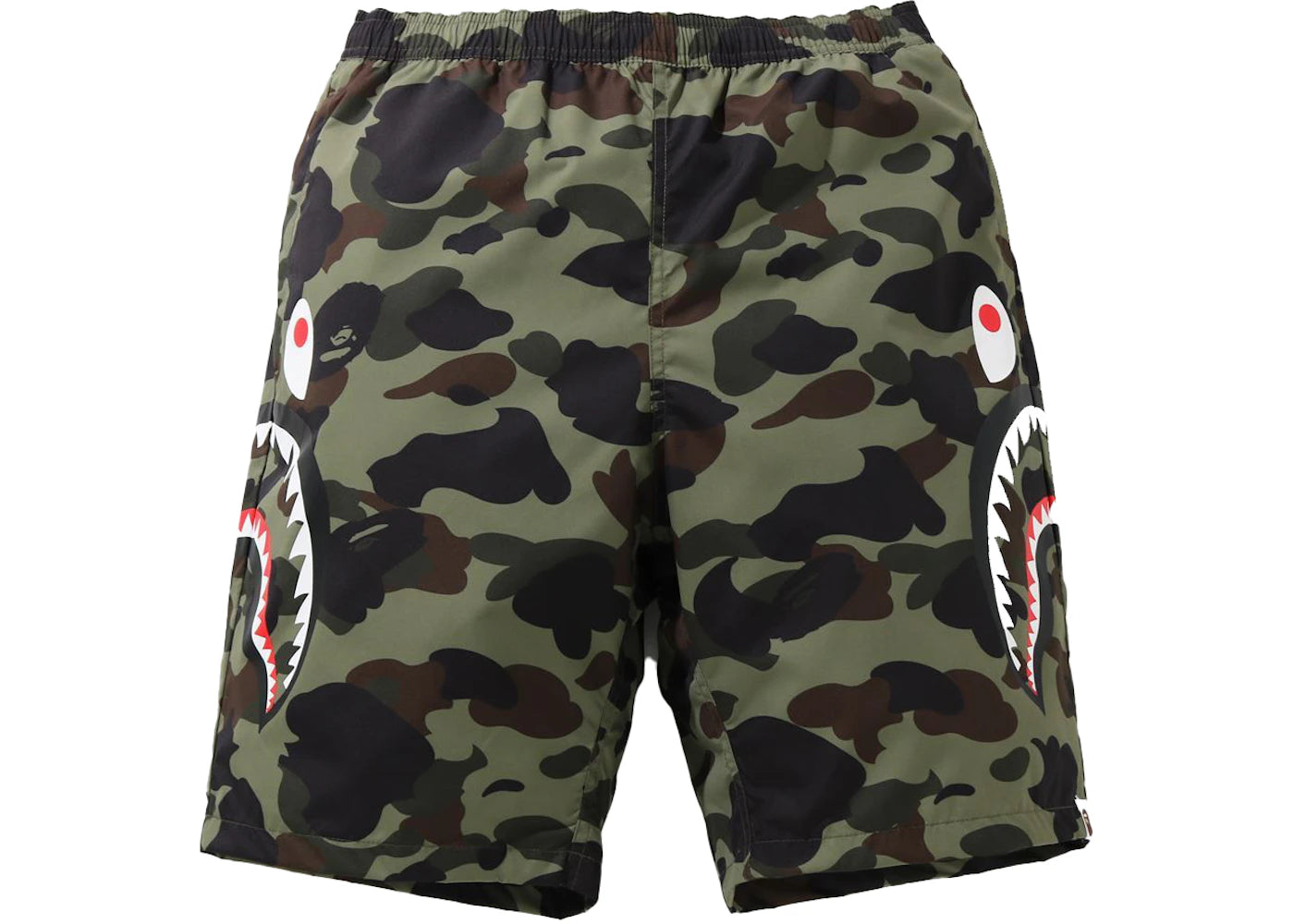 BAPE 1st Camo Side Shark Beach Shorts Green - vue secondaire A