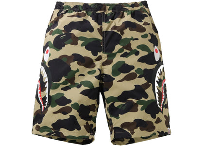 BAPE 1st Camo Side Shark Beach Shorts Yellow - authentic BAPE apparel
