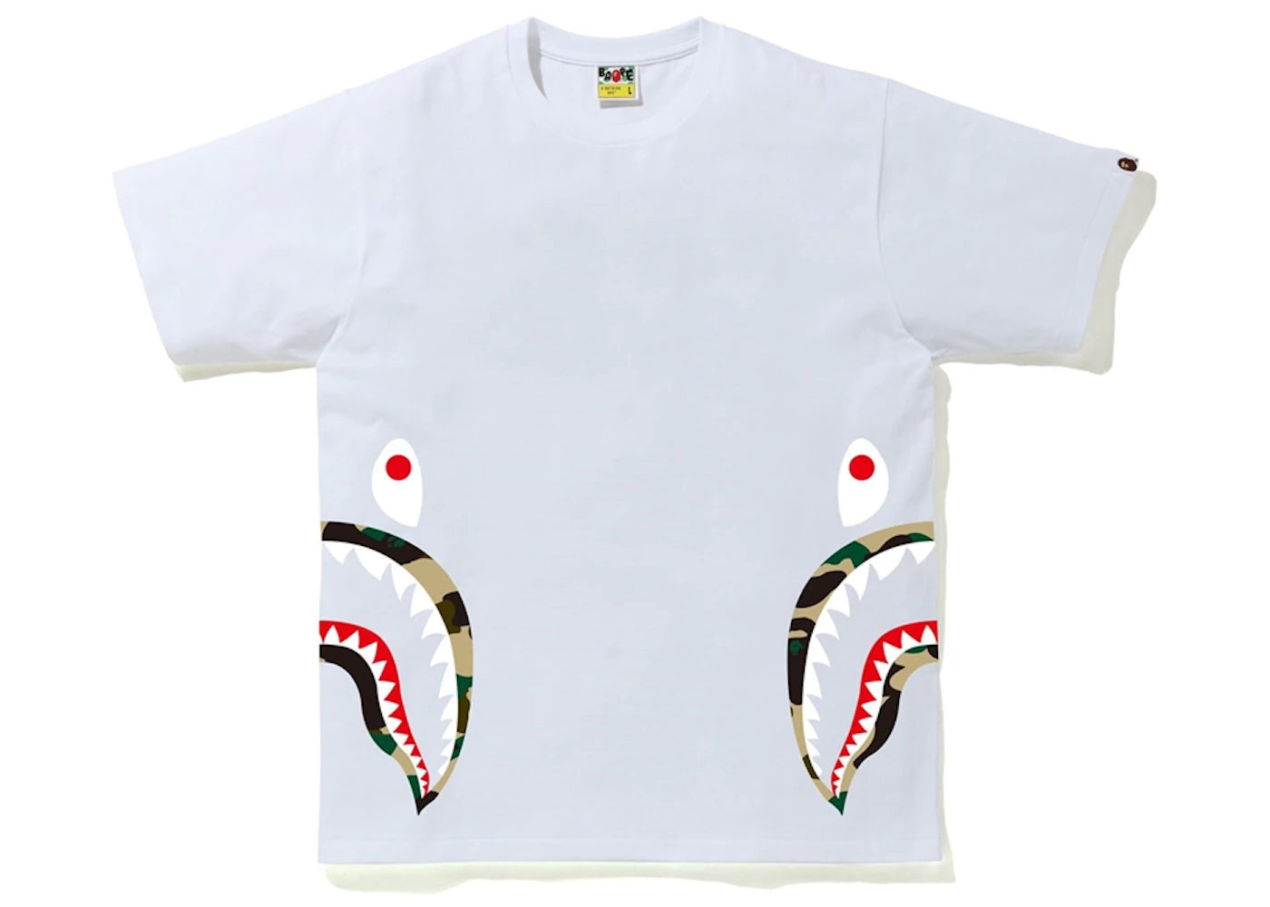 BAPE 1st Camo Side Shark Tee White/Yellow - vue secondaire A
